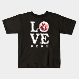 I Love Peru Heart Flag Kids T-Shirt